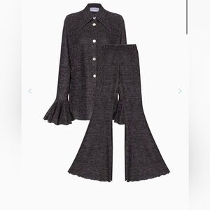 Sleeper US Lurex Lounge Suit with Pants in Black MEDIUM